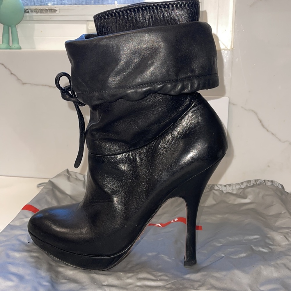 Prada Drawstring Ankle Boots - Size 7.5